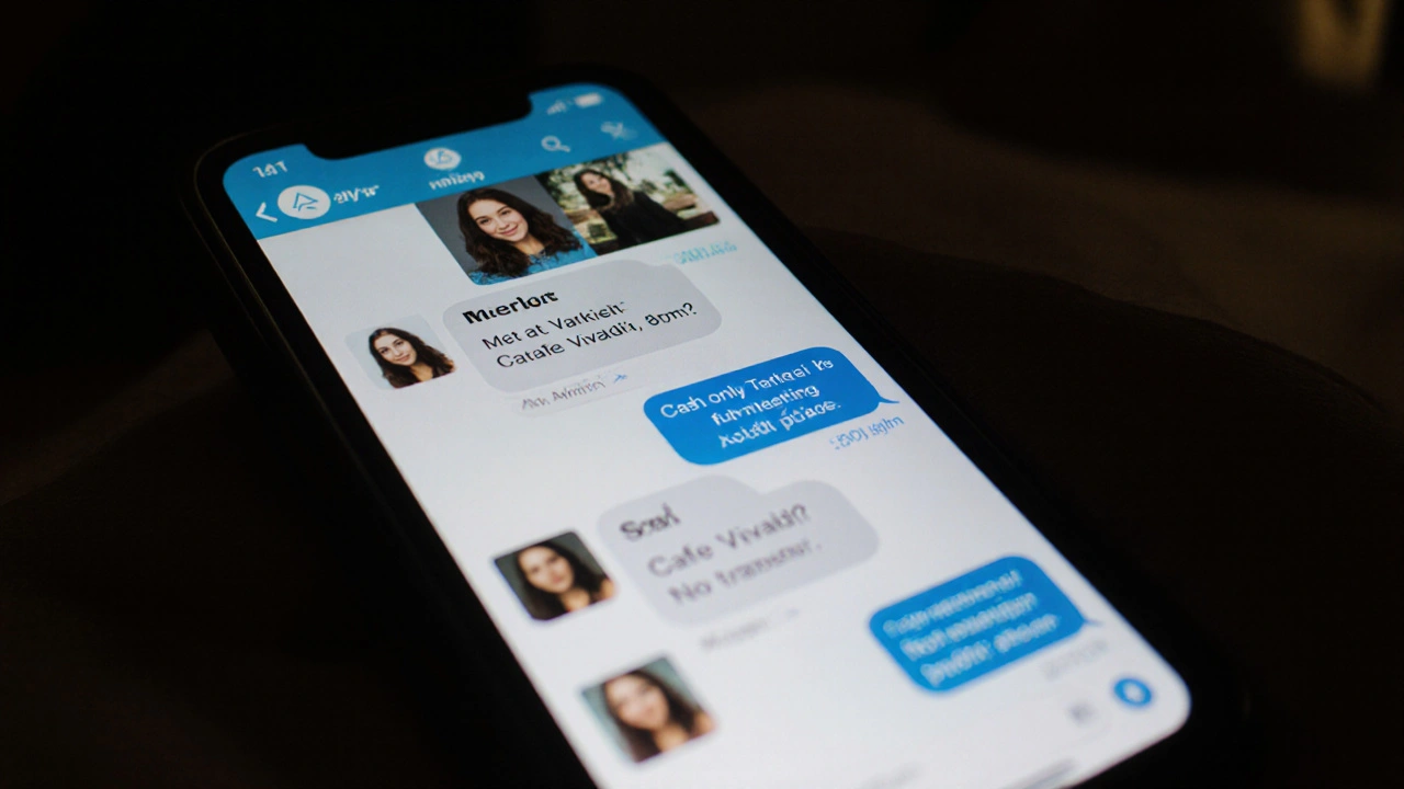 A smartphone screen showing discreet Telegram messages about meeting an escort in Istanbul.