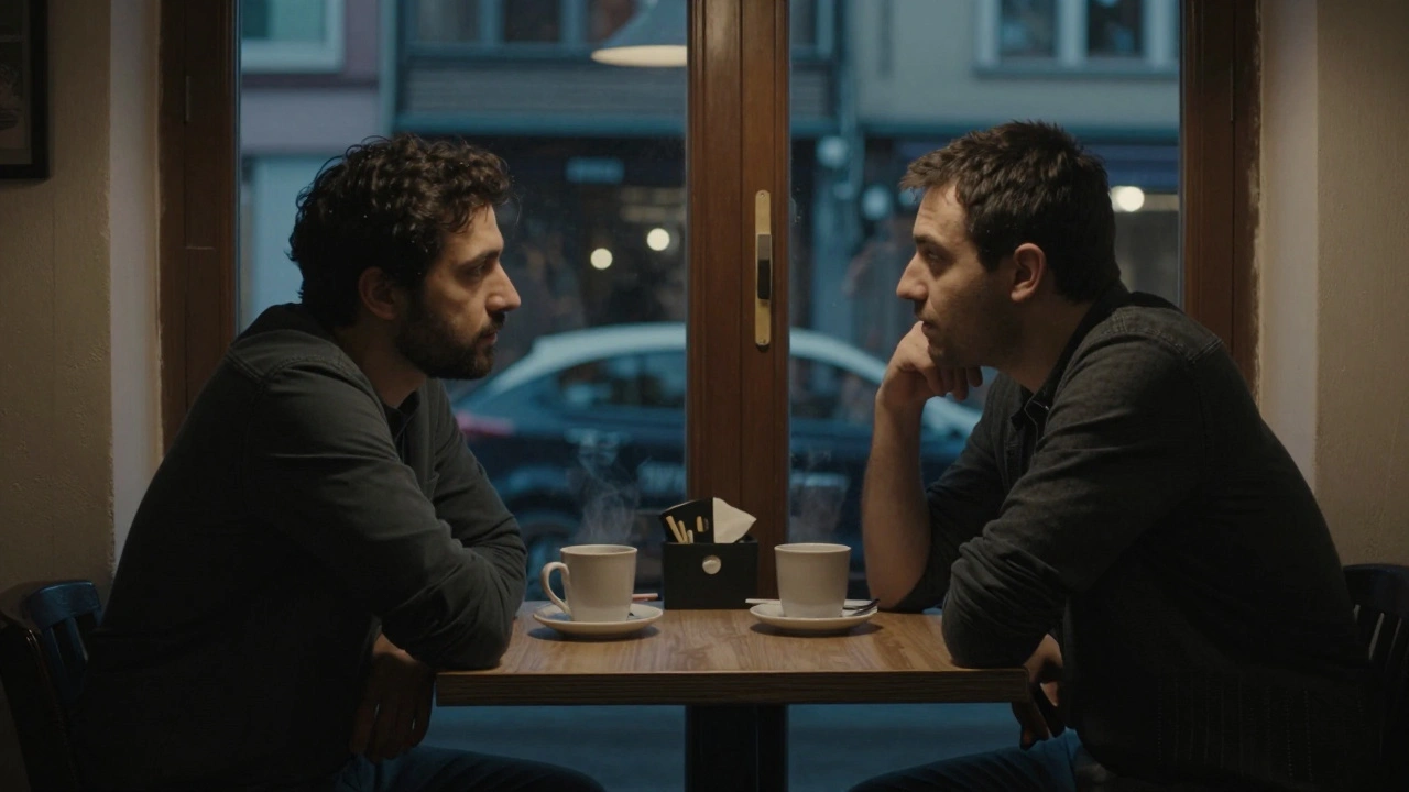 Two people sharing a calm moment over coffee in a cozy Sancaktepe café.
